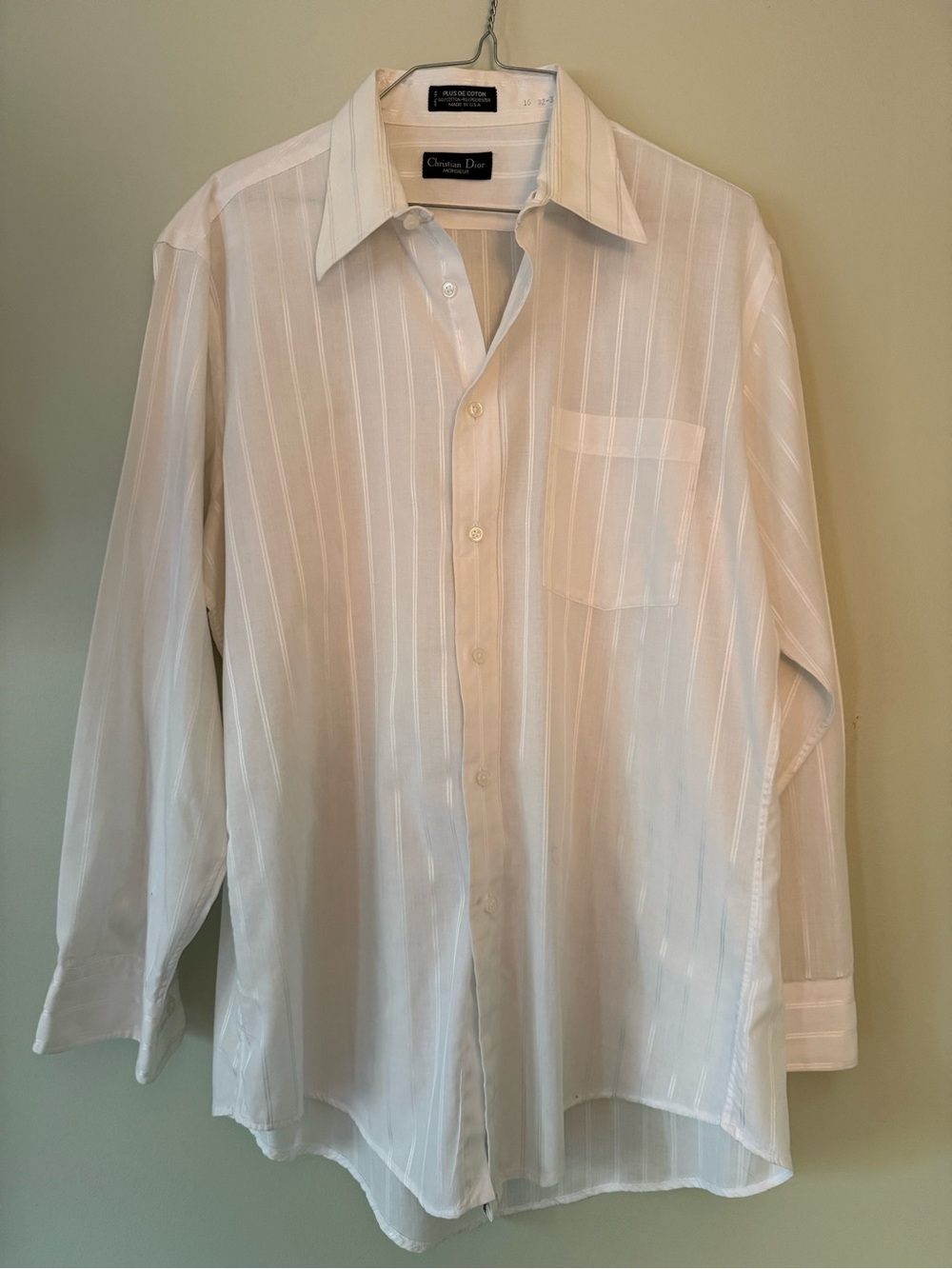 Dior Men’s White Sheer Stripe Dress Shirt